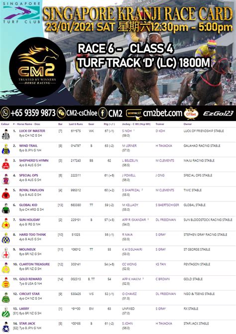 sg race card|kranji race card.